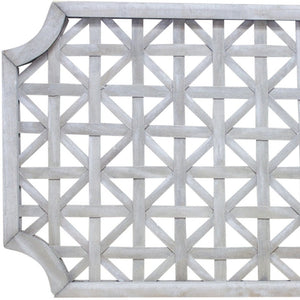 Set of Two Gray Geometric Lattice Wood Hanging Dimensional Sculptures