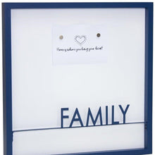 16" X 16" Blue And White Family Wood and Metal Square Magnetic Memo Board
