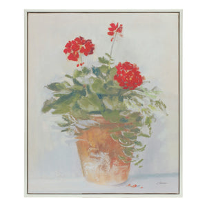 Set of Two White Brown And Red Flower Framed Art