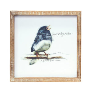 Set of Four Brown Bird Solid Wood Square Framed Art