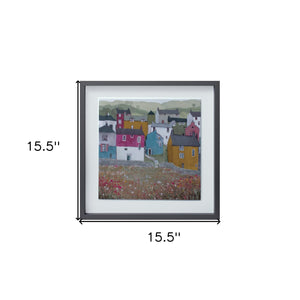 Set of Two Gray Green And Yellow Wood Square Framed Art