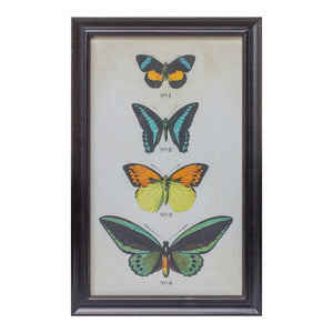 Set of Two Black Blue And Green Butterfly Solid Wood Framed Art