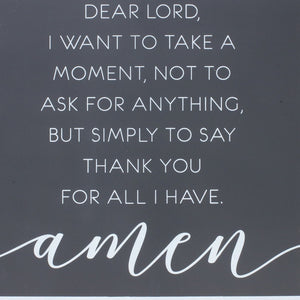 20" X 20" Gray And White Thankful Prayer Square Prayer Wall Decor