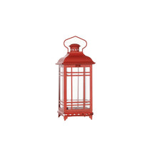 Set of Three Red Geometric Glass And Metal Floor Lantern Candle Holders