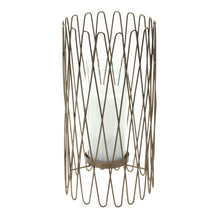 14" Gold Iron and Glass Tabletop Hurricane Candle Holder