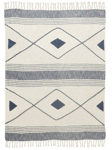 60" X 50" Red Woven Cotton Striped Throw Blanket with Fringe