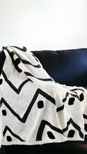 50" X 60" Black and White Woven Cotton Chevron Throw Blanket with Tassels