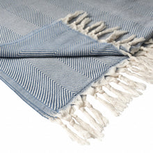 50" X 60" Gray Woven Cotton Herringbone Throw Blanket with Fringe