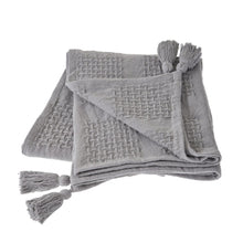 50" X 60" Navy Blue Woven Cotton Throw Blanket with Tassels