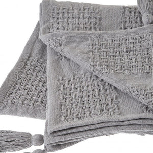 50" X 60" Navy Blue Woven Cotton Throw Blanket with Tassels