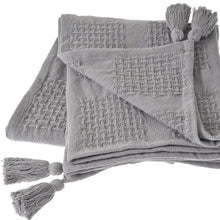 50" X 60" Navy Blue Woven Cotton Throw Blanket with Tassels