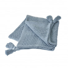 50" X 60" Navy Blue Woven Cotton Throw Blanket with Tassels