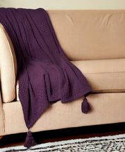50" X 60" Navy Blue Woven Cotton Throw Blanket with Tassels