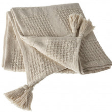 50" X 60" Cream Cotton Woven Throw Blanket with Tassels