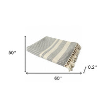 50" X 60" Orange Woven Cotton Striped Throw Blanket with Fringe