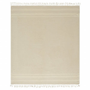 50" X 60" Orange Woven Cotton Striped Throw Blanket with Fringe