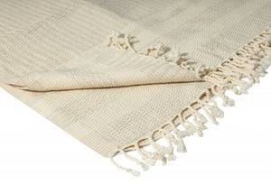 50" X 60" Orange Woven Cotton Striped Throw Blanket with Fringe