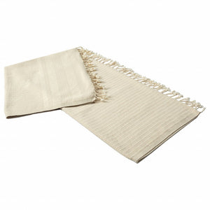 50" X 60" Orange Woven Cotton Striped Throw Blanket with Fringe