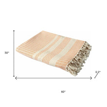 50" X 60" Orange Woven Cotton Striped Throw Blanket with Fringe
