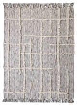 60" X 50" Gray Woven Cotton Striped Throw Blanket with Fringe