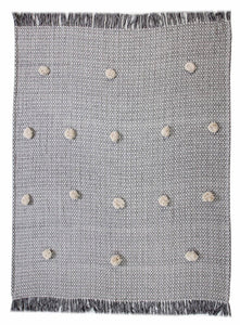50" X 60" Gray Woven Cotton Houndstooth Throw Blanket with Pom Poms