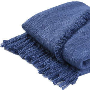 50" X 60" Gray Woven Cotton Throw Blanket with Fringe