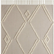 60" X 50" Cream Woven Cotton Herringbone Throw Blanket with Fringe