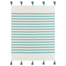 50" X 60" Orange Woven Cotton Striped Throw Blanket with Tassels