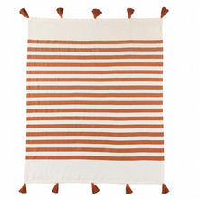 50" X 60" Orange Woven Cotton Striped Throw Blanket with Tassels
