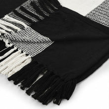 50" X 60" Blue and White Woven Cotton Checkered Throw Blanket with Fringe