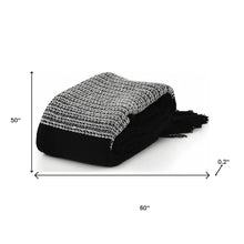 50" X 60" Blue and White Woven Cotton Checkered Throw Blanket with Fringe