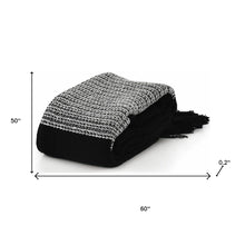 50" X 60" Blue and White Woven Cotton Checkered Throw Blanket with Fringe