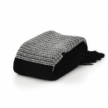 50" X 60" Blue and White Woven Cotton Checkered Throw Blanket with Fringe