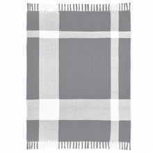 50" X 60" Blue and White Woven Cotton Checkered Throw Blanket with Fringe