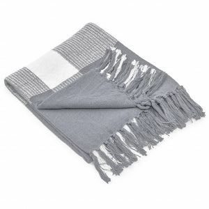 50" X 60" Blue and White Woven Cotton Checkered Throw Blanket with Fringe