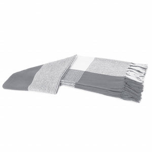 50" X 60" Blue and White Woven Cotton Checkered Throw Blanket with Fringe