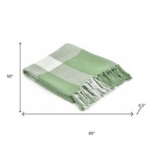 50" X 60" Blue and White Woven Cotton Checkered Throw Blanket with Fringe