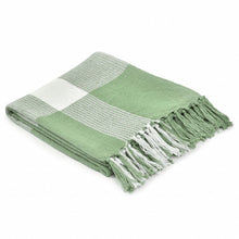 50" X 60" Blue and White Woven Cotton Checkered Throw Blanket with Fringe