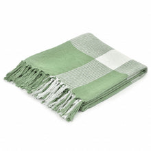 50" X 60" Blue and White Woven Cotton Checkered Throw Blanket with Fringe