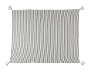 50" X 60" Gray and White Woven Cotton Striped Throw Blanket with Tassels