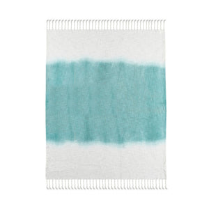 50" X 60" Blue and White Woven Cotton Ombre Throw Blanket with Fringe
