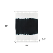 50" X 60" Blue and White Woven Cotton Ombre Throw Blanket with Fringe