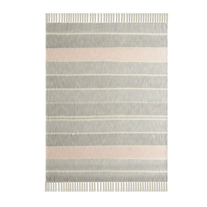 50" X 60" Gray Woven Cotton Striped Throw Blanket with Tassels