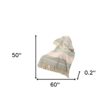50" X 60" Gray Woven Cotton Striped Throw Blanket with Tassels