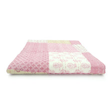 50" X 70" Green Patchwork Silk Quilted Kantha Throw Blanket with Embroidery