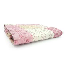 50" X 70" Green Patchwork Silk Quilted Kantha Throw Blanket with Embroidery