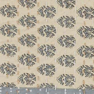 50" X 70" Green Patchwork Silk Quilted Kantha Throw Blanket with Embroidery