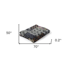 Gray Knitted Cotton Patchwork Throw Blanket