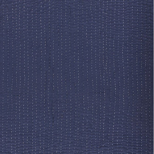 60" X 50" Blue Kantha Cotton Throw Blanket with Embroidery