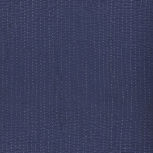60" X 50" Blue Kantha Cotton Throw Blanket with Embroidery
